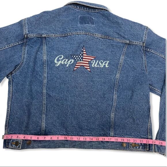 Vintage GAP USA American Flag Star Denim Jacket - Picture 10 of 13